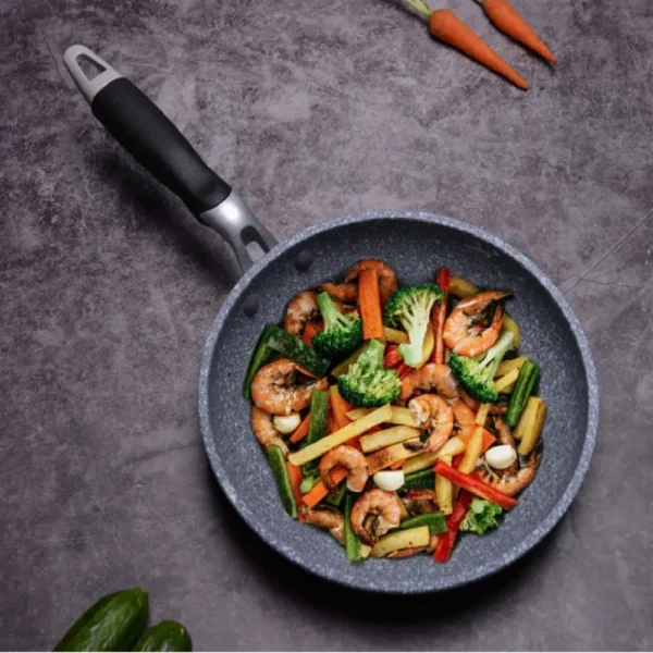 Durable Stone Frying Pan28/26/24/20cm Wok Non-stick Pan Skillet Cauldron Induction Cooker Pans Pancake Egg Gas Stove Home 3