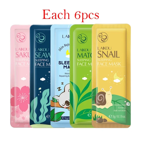 30pcs LAIKOU Sleeping Face Mask Moisturizing Anti-aging Creams Mask No Wash Disposable Facial Mask Skin Care for Beauty 5