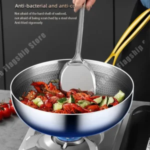 316 Stainless Steel Frying Pan Wok Non-stick Cooking Honeycomb Steak Gas Stove Pot Induction General Saucepan Kitchen Cookware 2