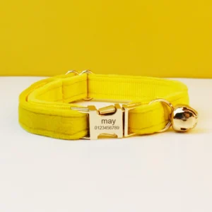 Velvet Cat Collar Personalized Customized ID Tag Kitten Collars Necklace Bell Bow tie Custom Small  Collar 6