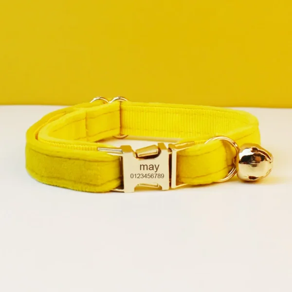 Velvet Cat Collar Personalized Customized ID Tag Kitten Collars Necklace Bell Bow tie Custom Small  Collar 6