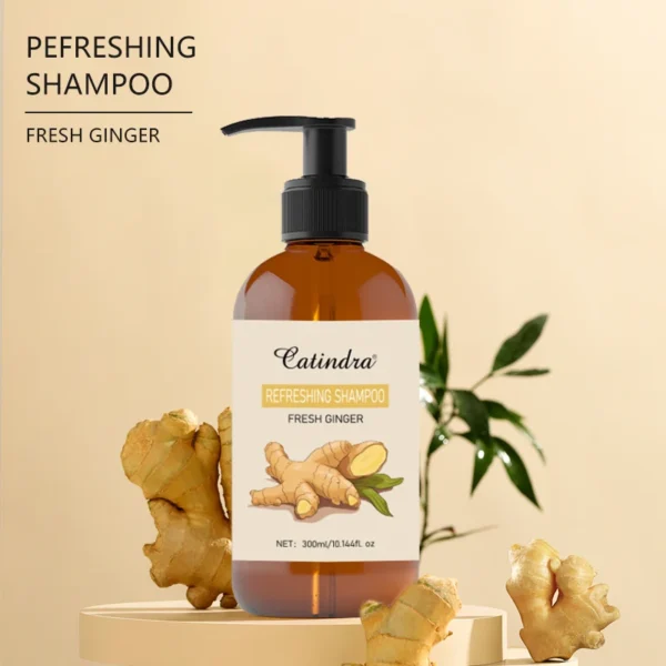 300ml Fresh Ginger Refreshing Shampoo Dry Curly Fluffy Hair Nourishing Straightening Shampoo Conditioner for Female 3