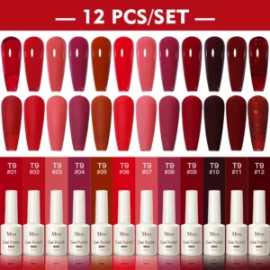 Mxsi 12pcs 15ML Gel Nail Polish Set Sparkle Red Gel Polish Soak Off UV LED Gel Varnish Kit 120 Colors Nail Art Manicure Gifts