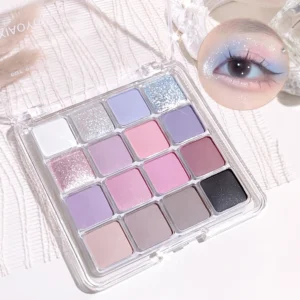 16-Color Eyeshadow Palette - Korean Style, Matte & Shimmer Finishes with Pink, Brown, Nude Tones - Long-Lasting, Fine Texture fo 5