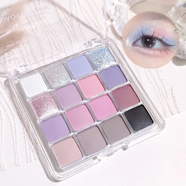 16-Color Eyeshadow Palette - Korean Style, Matte & Shimmer Finishes with Pink, Brown, Nude Tones - Long-Lasting, Fine Texture fo 5