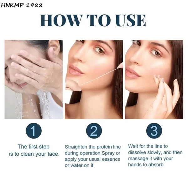 60Pcs Gold Protein Line Anti-wrinkle Firming Facial Filler No Needle Absorbable Fade Fine Lines Collagen Thread Anti-Aging Serum 3