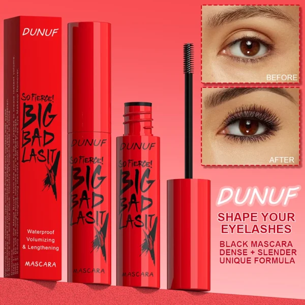 DUNUF 1 Pcs Long Lasting Mascara Thin Thick Waterproof Curl does not Easily Stain Sweat-proof and Non-smudging Beginner Friendly 2