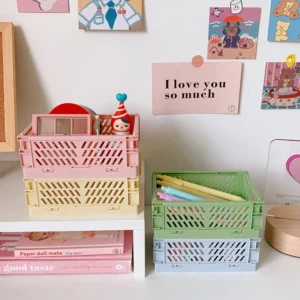 Mr.paper 6 Styles Plastic Stackable Foldable Stationary Holder Simple Cute Student Office Desktop Storage Stationery Organizer 2