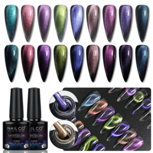 NAILCO 10ml Glitter Cat Eye Gel Polish Magic Magnetic Stick Gel Nail Soak Off UV Manicure Chameleon Gel Crystal Cat Eye Polish 2