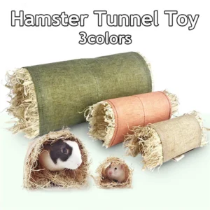 Rabbit Hideaway Toy Grass Straw Bunny Toy Tunnel Hamster Accessories for Guineapig Chinchilla Ferret Rats Rodent Animal Pet Cage 2