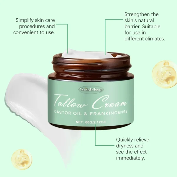 Beef Tallow Face Cream Anti Aging Fine Lines Deep Moisturizing Soothing Repair Damaged Day Skin Nourishing Face Body Lotion 60g 3