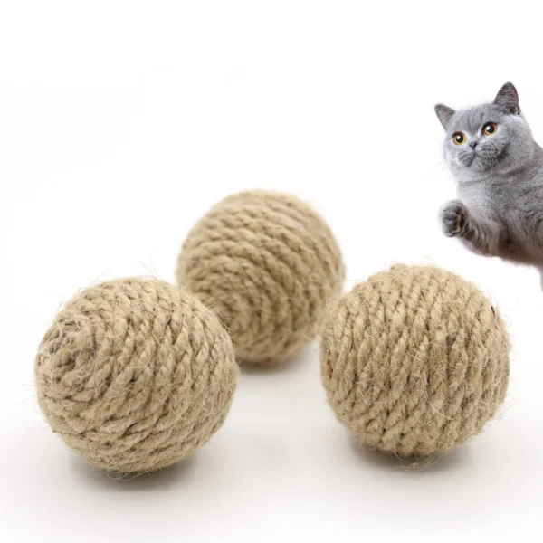 1 Pc Pet Cat Hemp Rope Ball Rolling Interactive Hand-woven Cat Scratching Interactive Ball Sound Ball To Attract Attention Toy 3