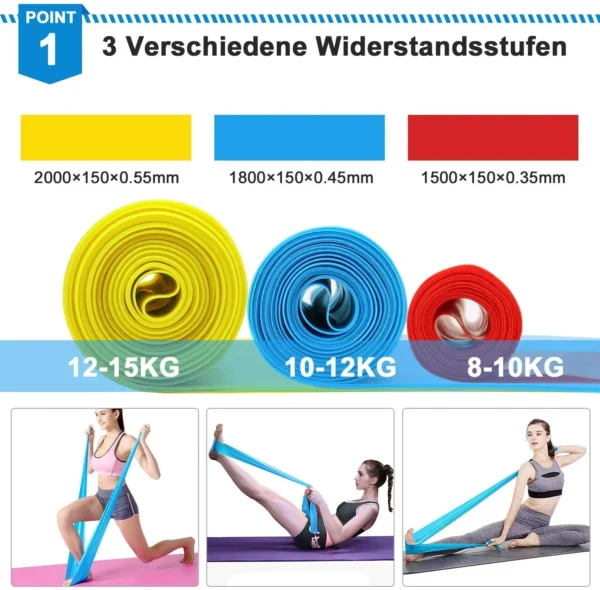 Elastic Fitness Bands 3Pcs Resistance Bands Elastic Fitness Tapes Yoga Pilates Crossfit Stretching Muscular Work Out Equipment 2