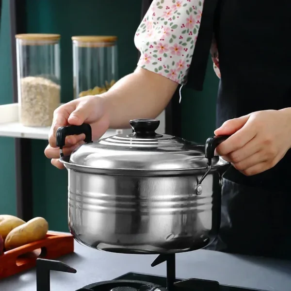 5 piece stainless steel soup pot, non stick and anti magnetic cookware, multifunctional steaming and cooking pot 4