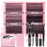 780pcs Clusters Kit 8-16mm Eyelash Extension With Individual Lash Bond and Seal, Eyelash Remover, Applicator, DIY at home Makeup