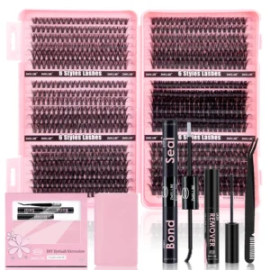 780pcs Clusters Kit 8-16mm Eyelash Extension With Individual Lash Bond and Seal, Eyelash Remover, Applicator, DIY at home Makeup