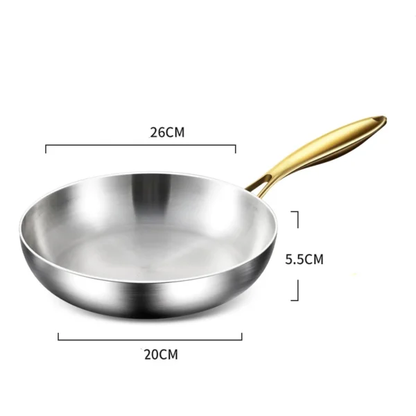 316 Stainless Steel Frying Pan Wok Pan Nonstick Cooking Fried Steak Gas Stove Pot Induction General Saucepan Kitchen Cookware 6