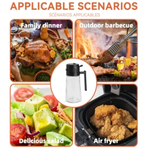 500mL Oil Empty Bottle 2in1 Sprayer & Pourer Plastic Oil Container Kitchen Cooking Oil Dispenser Vaporizer Cruet for Camping BBQ 4