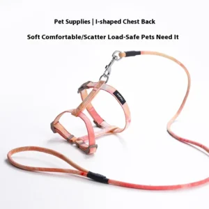 Gradient Color Cat Leash Harness Set Small Dog Clothes Adjustable Pet Harness for Dogs and Cats Comfortable and Durable