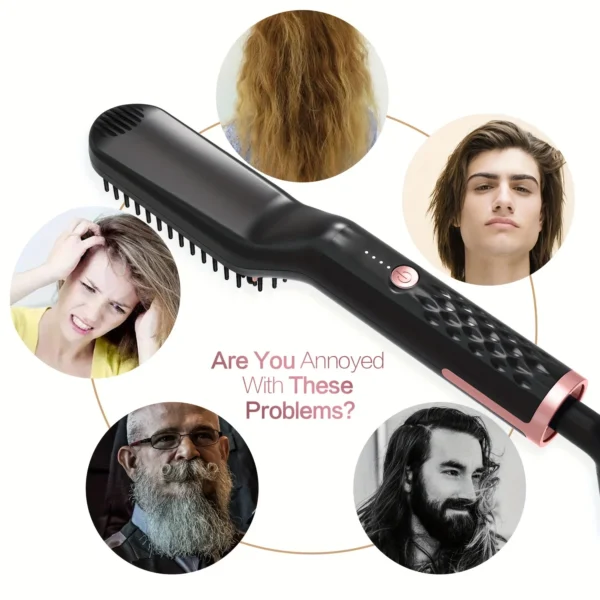 Men Beard Straightener Comb Ionic Hair Straightener Brush Anti-Scald Portable Straightening Comb Anti-frizz Hair Beard Brush 3