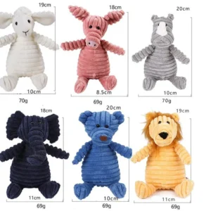 Plush Dog Toy Animals Shape Bite Resistant Squeaky Toys Corduroy Dog Toys for Small Large Dogs Puppy Pets Training Accessories 2