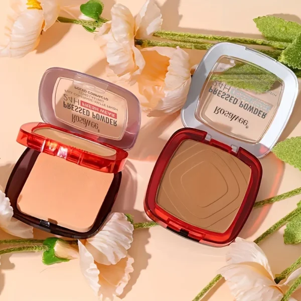 Matte Full Coverage Pressed Powder Foundation With Puff Applicator, 24H Fresh Wear Matte Weightless Finishing Powder Makeup 6