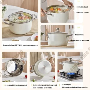 304 Stainless Steel Soup Pot Non-stick Pan with lid Home Milk Hot Pot Induction Cooker Gas Stove Frying Pan Wok Kitchen Cookware 2