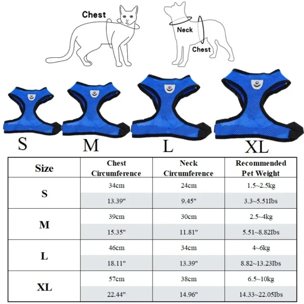Breathable Mesh Cat Small Dog Harness And Leash Kitten Cats Harnesses Little Dog Puppy Harness For French Bulldog Chihuahua Pug 6