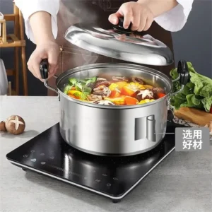 5 piece stainless steel soup pot, non stick and anti magnetic cookware, multifunctional steaming and cooking pot 6
