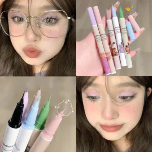 Cute Bear Liquid Eyeliner Lying Silkworm Eyelash Pen Matte White Pink Ultra-fine Color Eye Liner Pen Waterproof Eyes Makeup Pen 5