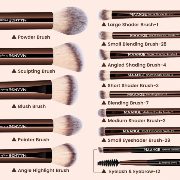MAANGE 13PCS Makeup Brush Set Foundation Concealer Powder Eyeshadow Blush Brush Kabuki Blending Cosmetic Beauty Tool for Face 3
