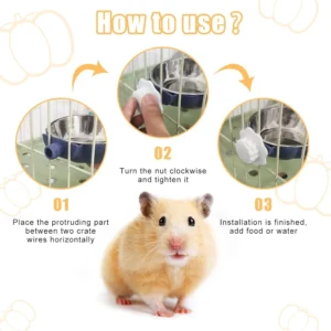 Movable Lifting Pet Hanging Food Bowl Pumpkin Shaped Stainless Steel Water Bowl for Rabbit Hamster Bird Cat Pet Feeding Supplies 3
