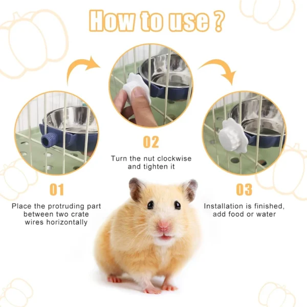 Movable Lifting Pet Hanging Food Bowl Pumpkin Shaped Stainless Steel Water Bowl for Rabbit Hamster Bird Cat Pet Feeding Supplies 3