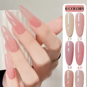 1-6pcs Summer Jelly Jade Gel Polish - Crystal Translucent Nude Nail Art Supplies for Bridal & Daily Elegant Look