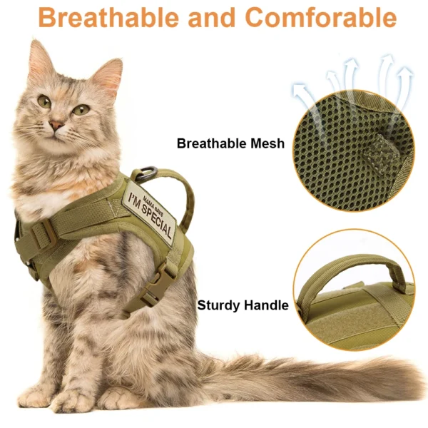 Nylon Cat Harness Vest with 2 Sticker Military Tactical Cats Harness With Handle Cats Small Dogs Pet Training Walking Chihuahua 4