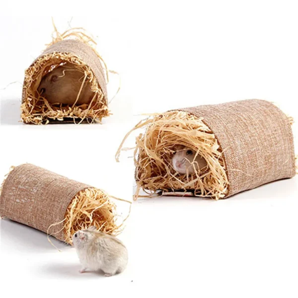 Rabbit Hideaway Toy Grass Straw Bunny Toy Tunnel Hamster Accessories for Guineapig Chinchilla Ferret Rats Rodent Animal Pet Cage 3