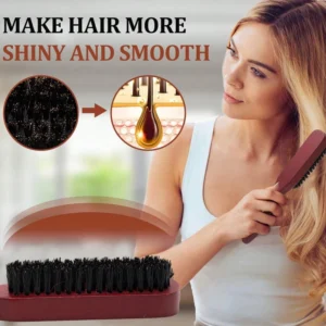 2pcs Premium Bristle Hairbrush with Wooden Handle-Reduces Frizz and Static- Scalp Massage Bristle Brush Set for All Hair Types 2