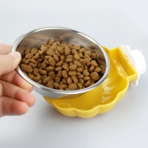 Movable Lifting Pet Hanging Food Bowl Pumpkin Shaped Stainless Steel Water Bowl for Rabbit Hamster Bird Cat Pet Feeding Supplies 5