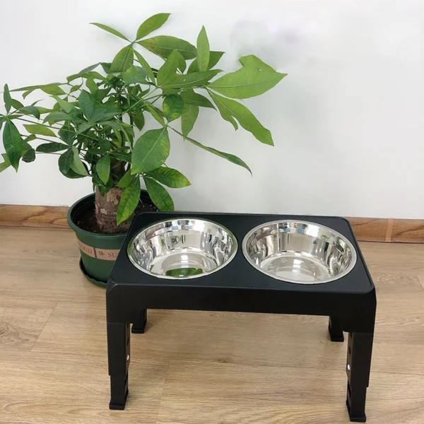 BOOTEELY Elevated Dog Feeder Bowls Adjustable Raised Stand with Double Stainless Steel Food Water Bowls Small Medium Large Dogs 3