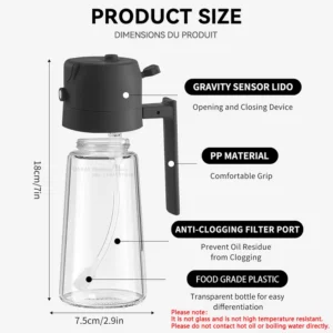 500mL Oil Empty Bottle 2in1 Sprayer & Pourer Plastic Oil Container Kitchen Cooking Oil Dispenser Vaporizer Cruet for Camping BBQ 2