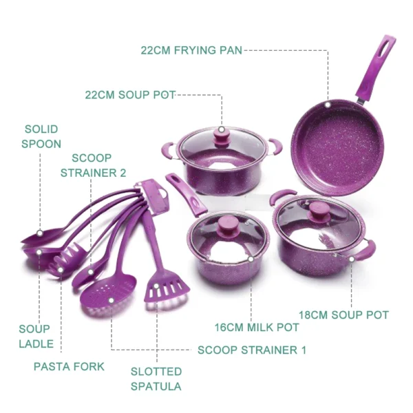 Non-Stick Pots And Pans Set 13-Piece Kitchen Utensil Set Kitchen Cookware Gifts for Friends and Family 3