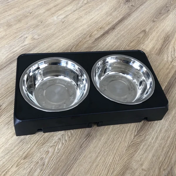 BOOTEELY Elevated Dog Feeder Bowls Adjustable Raised Stand with Double Stainless Steel Food Water Bowls Small Medium Large Dogs 2