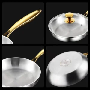 316 Stainless Steel Frying Pan Wok Pan Nonstick Cooking Fried Steak Gas Stove Pot Induction General Saucepan Kitchen Cookware 3