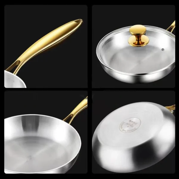 316 Stainless Steel Frying Pan Wok Pan Nonstick Cooking Fried Steak Gas Stove Pot Induction General Saucepan Kitchen Cookware 3