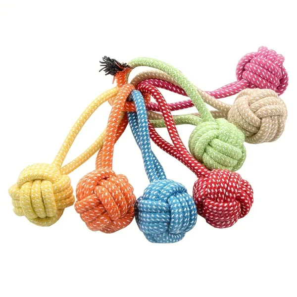 1pcs Random Color Interactive Cotton Rope Puppy Tug Toys Ball For Dogs Accessories Toothbrush Chew Durable Supply 2