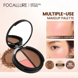FOCALLURE 3 Colors Matte Face Bronzers Highlighters Palette Ultra-fine Natural Creamy Texture Contouring Powder Makeup Cosmetics 2