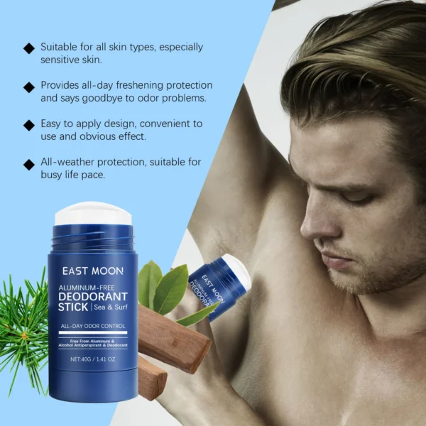 East Moon Men Sandalwood Deodorant Stick Anti Sweating Keep Drying Lasting Fragrance Remove Armpit Odor Underarm Refresh Sticks 3