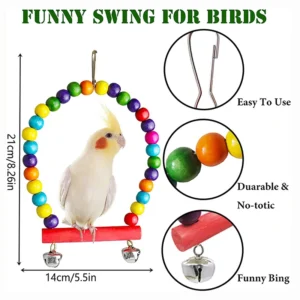 7PCS Bird Toy Wood Parrot Toys Set Cage Bird Accessories Swing Suspension Bridge Ball Cage Bells Pet Supplies 2
