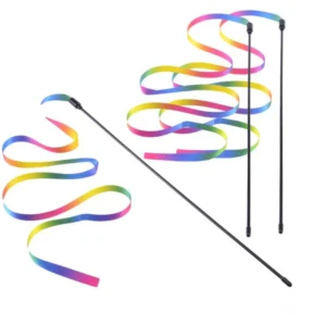 Pet Cat Toys Cute Funny Rainbow Strips Stick Cat Teaser Wand  Pet Toys for Cats Interactive Toys Cat Supplies Pet Products 5