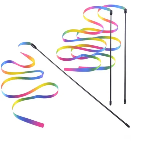 Pet Cat Toys Cute Funny Rainbow Strips Stick Cat Teaser Wand  Pet Toys for Cats Interactive Toys Cat Supplies Pet Products 5